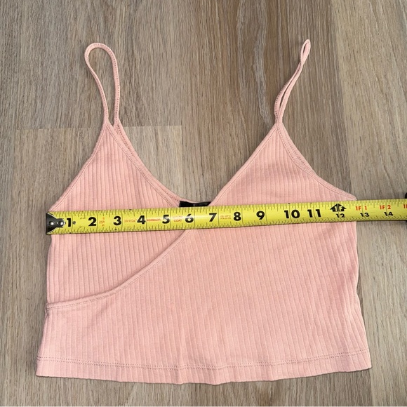 Topshop Pink Spaghetti Strap Cropped Ribbed Tank Top - Size 6 - Picture 4 of 6